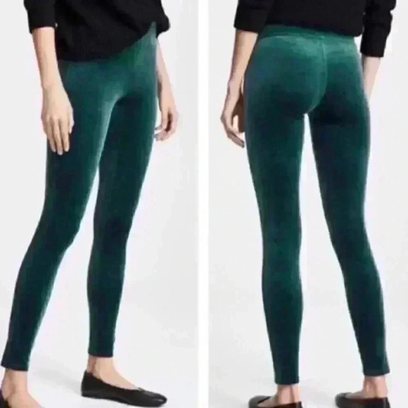 Spanx Malachite Green Velvet Leggings Size Small - Picture 1 of 8